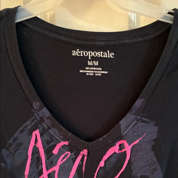 Aeropostale Black Tee with Pink and Blue Graphic - Picture 3 of 4